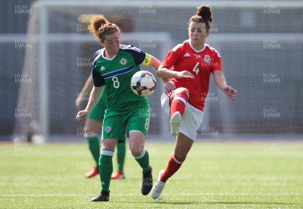 070417 - Wales Women v Northern Ireland Women, International Friendly  - Angharad James of Wales and Marissa Callaghan of Northern Ireland compete for the ball