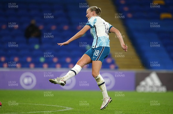 271020 - Wales Women v Norway Women - European Championship Qualifier - Frida Maanum of Norway scores a goal