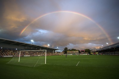 190816 - Wales Women v Republic of Ireland, Friendly Challenge - A rainbow over Rodney Parade during the game