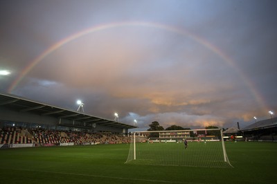 190816 - Wales Women v Republic of Ireland, Friendly Challenge - A rainbow over Rodney Parade during the game