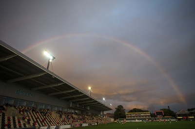 190816 - Wales Women v Republic of Ireland, Friendly Challenge - A rainbow over Rodney Parade during the game