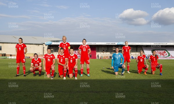 120618 - Wales Women v Russia Women - FIFA Women's World Cup Qualifying Round - Wales take an alternative team photo