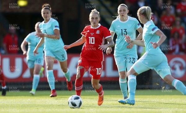 120618 - Wales Women v Russia Women - FIFA Women's World Cup Qualifying Round - Jess Fishlock of Wales goes for the ball