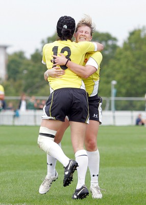 Huw Evans Agency 2010 - Wales'  Mared Evans celebrates with Ceri Redman after scoresr her 1st  try Wales v South Africa  - Women's  Rugby World Cup - (9th Place Play-Off)Surrey Sports Park - 05/09/2010 - All rights reserved