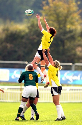 Huw Evans Agency 2010 - Wales Rachel Taylor takes good lineout ball supported by Gemma Hallet  - Wales v South Africa  - Women's  Rugby World Cup - (9th Place Play-Off)Surrey Sports Park - 05/09/2010 - All rights reserved