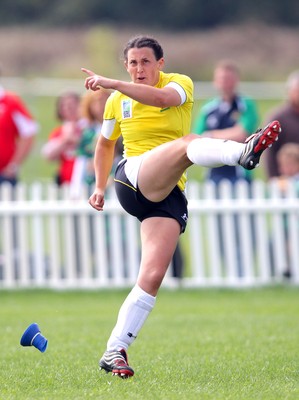 Huw Evans Agency 2010 - Wales' Awen Thomas kicks Wales v South Africa  - Women's  Rugby World Cup - (9th Place Play-Off)Surrey Sports Park - 05/09/2010 - All rights reserved