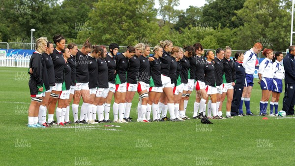Huw Evans Agency 2010 - Wales line up for the anthems  Wales v South Africa  - Women's  Rugby World Cup - Surrey Sports Park - 24/08/2010 - All rights reserved