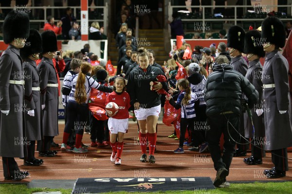 020218 - Wales U20s v Scotland U20s - Natwest 6 Nations - Carys Phillips of Wales runs out with mascot