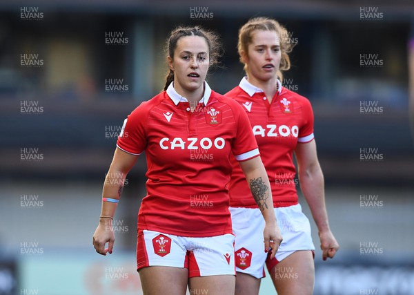 020422 - Wales Women v Scotland Women - TikTok Women’s Six Nations - Ffion Lewis and Lisa Neumann of Wales