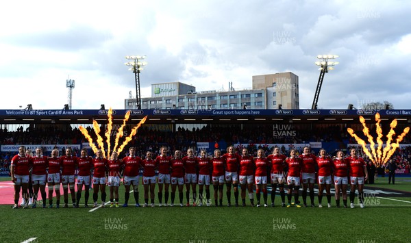 020422 - Wales Women v Scotland Women - TikTok Women’s Six Nations - Wales line up for the anthems
