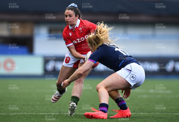 020422 - Wales Women v Scotland Women - TikTok Women’s Six Nations - Kayleigh Powell of Wales takes on Megan Gaffney of Scotland