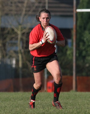 02.02.08 The Women's 6 Nations. Walesvs. Scotland. Taffs Well RFC, Cardiff, Wales.  Clare Flowers in possession for Wales.  