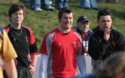 02.02.08 The Women's 6 Nations. Wales vs. Scotland. Taffs Well RFC, Cardiff, Wales.  (L-R) Coaching staff: Liza Burgess, Ryan Harris & Aled Thomas.  