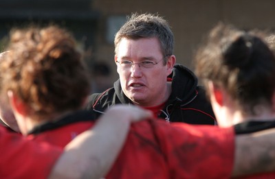 02.02.08 The Women's 6 Nations. Wales vs. Scotland. Taffs Well RFC, Cardiff, Wales. 
 
Head Coach Jason Lewis congratulates his team after a hard fought win over Scotland. 
 
