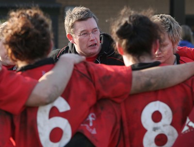 02.02.08 The Women's 6 Nations. Wales vs. Scotland. Taffs Well RFC, Cardiff, Wales. 
 
Head Coach Jason Lewis congratulates his team after a hard fought win over Scotland. 
 

