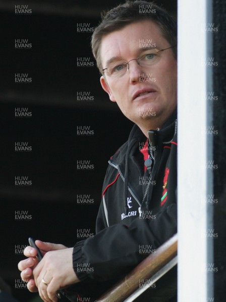 02.02.08 The Women's 6 Nations. Wales vs. Scotland. Taffs Well RFC, Cardiff, Wales.  Wales Women's coach Jason Lewis looks on as his side take on their Scottish counterparts at Taffs Well.   