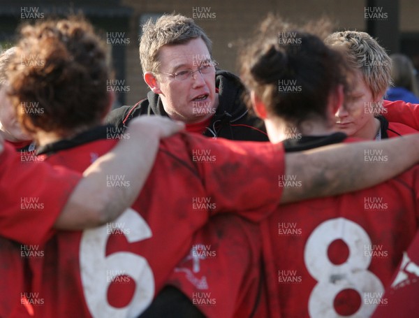 02.02.08 The Women's 6 Nations. Wales vs. Scotland. Taffs Well RFC, Cardiff, Wales. 
 
Head Coach Jason Lewis congratulates his team after a hard fought win over Scotland. 
 
