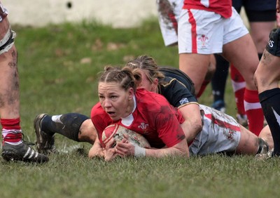 120212 Wales v Scotland - Womens 6 Nations rugby -  Wales' Jamie Kift crashes over to score