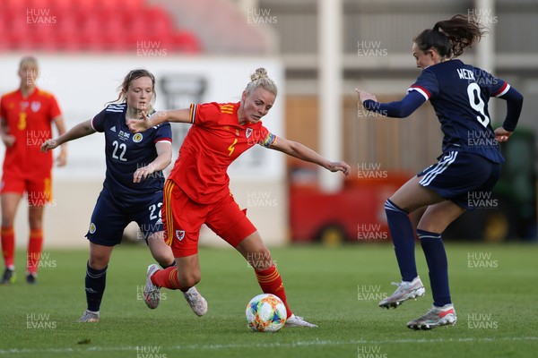 150621 - Wales Women v Scotland Women - International Friendly - Sophie Ingle of Wales is challenged by Erin Cuthbert of Scotland
