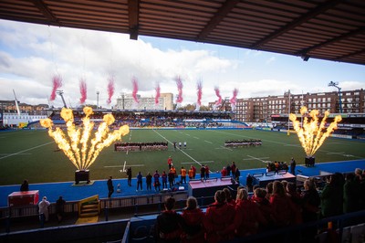 131121 - Wales Women v South Africa Women - Autumn Internationals - Fireworks go off as the anthem finishes