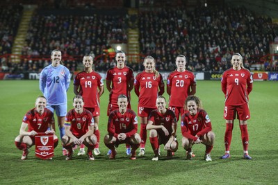 250225 - Wales v Sweden - UEFA Women's Nations League - Wales team line up before the match