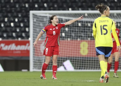 250225 - Wales v Sweden - UEFA Women's Nations League - Angharad James of Wales