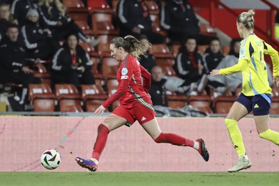 250225 - Wales v Sweden - UEFA Women's Nations League - Kayleigh Barton of Wales