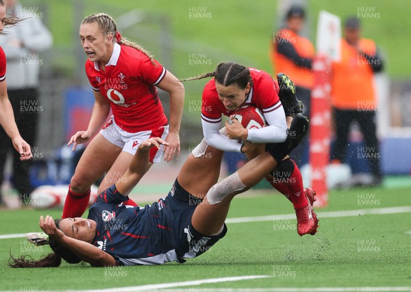 300923 - Wales Women v USA Women, International Test Match - Jasmine Joyce of Wales is tackled by Sarah Levy of USA