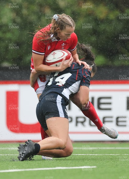 300923 - Wales Women v USA Women, International Test Match - Carys Cox of Wales is tackled