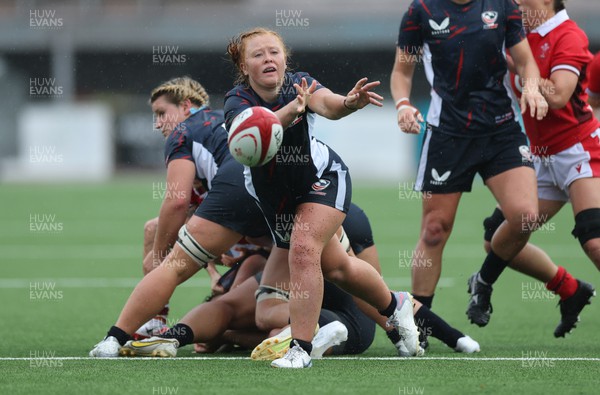 300923 - Wales Women v USA Women, International Test Match - Carly Waters of USA feeds the ball out