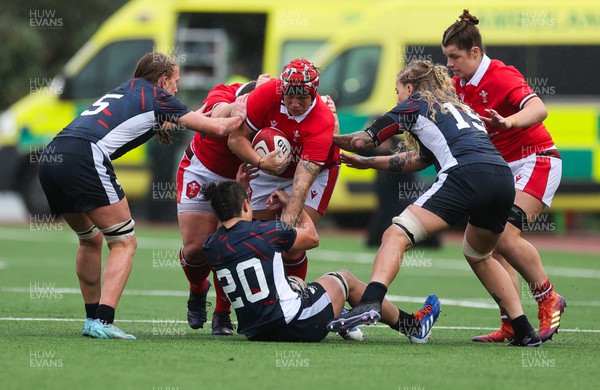 300923 - Wales Women v USA Women, International Test Match - Donna Rose of Wales takes on Tahlia Brody of USA
