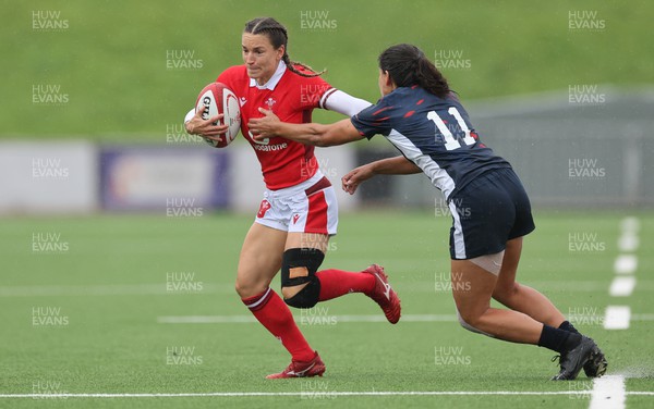 300923 - Wales Women v USA Women, International Test Match - Jasmine Joyce of Wales takes on Sarah Levy of USA