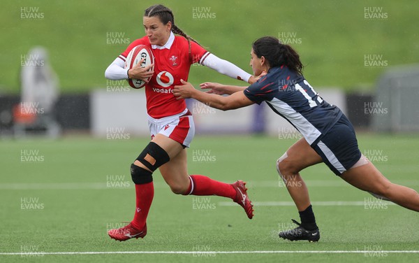 300923 - Wales Women v USA Women, International Test Match - Jasmine Joyce of Wales takes on Sarah Levy of USA