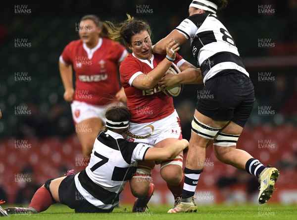 301119 - Wales Women v Barbarians Women - International Rugby - Siwan Lillicrap of Wales is tackled by Anna Caplice and Charmaine McMenamin of Barbarians