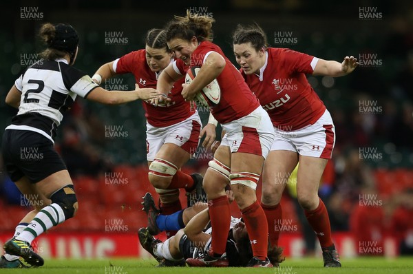 301119 - Wales Women v Women Barbarians - Siwan Lillicrap of Wales is tackled by Clara Nielson of Barbarians