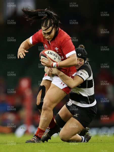 301119 - Wales Women v Women Barbarians - Amy Evans of Wales is tackled by Clara Nielson of Barbarians