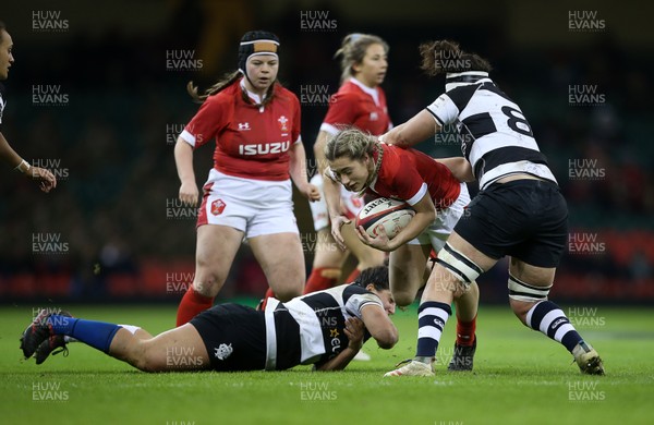 301119 - Wales Women v Women Barbarians - Paige Randall of Wales is tackled by Charmaine McMenamin of Barbarians
