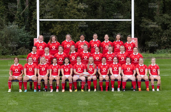 101023 - Wales Women WXV Squad 2023 - The Wales Women’s squad who will take part in WXV1 in New Zealand - Left to right, back row - Abbie Fleming, Gwenllian Pyrs, Cerys Hale, Sisilia Tuipulotu, Carys Williams-Morris, Carys Cox, Bryonie King and Alisha Butchers; middle row, Sioned Harries, Kerin Lake, Donna Rose, Lisa Neumann, Kate Williams, Kelsey Jones, Niamh Terry, Meg Webb, Lleucu George; front row, Georgia Evans, Carys Phillips, Alex Callender, Megan Davies, Robyn Wilkins, Bethan Lewis, Hannah Jones, Jasmine Joyce, Kat Evans, Abbey Constable, Hannah Bluck, Keira Bevan