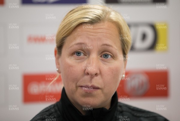 030619 - Wales Women's Football Squad Media Session - Wales Women's Football manager Jayne Ludlow speaks to the media ahead of the friendly international match against New Zealand