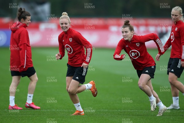 301120 - Wales Women Football Training - Sophie Ingle and Angharad James during training