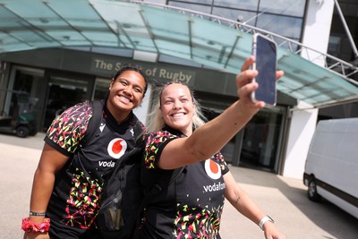 260626 - Wales Womens Rugby Captains Run at Twickenham ahead of their game against the Barbarians tomorrow - Sisilia Tuipulotu and Kelsey Jones