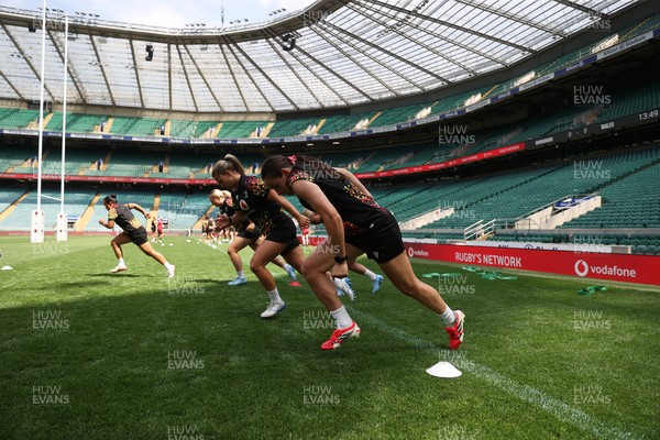 260626 - Wales Womens Rugby Captains Run at Twickenham ahead of their game against the Barbarians tomorrow - Nel Metcalfe