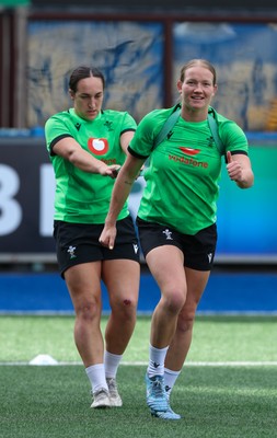 250926 Wales Women Captain’s Run - Courtney Keight and Carys Cox during Captains Run at Cardiff Arms Park ahead of the WXV match against the USA