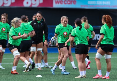 250926 Wales Women Captain’s Run - Carys Cox and Alex Callender during Captains Run at Cardiff Arms Park ahead of the WXV match against the USA