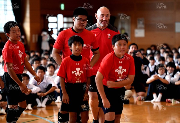 111019 - Wales Rugby School Visit - Robin McBryde during a visit to Obiyama High School in Kumamoto