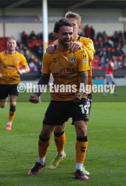 010122 Walsall v Newport County, Sky Bet League 2 - Dom Telford of Newport County celebrates after scoring the opening goal