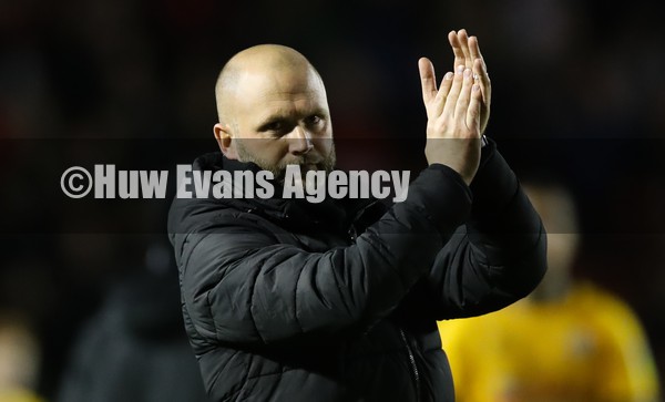 010122 Walsall v Newport County, Sky Bet League 2 - Newport County manager James Rowberry applauds the fans at the end of the match