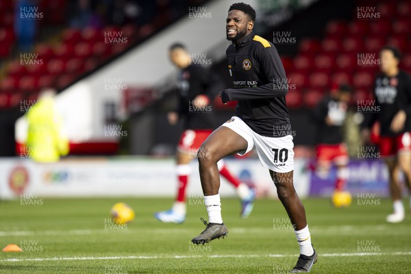 100224 - Walsall v Newport County - Sky Bet League 2 - Offrande Zanzala of Newport County during the warm up