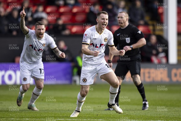 100224 - Walsall v Newport County - Sky Bet League 2 - Bryn Morris of Newport County celebrates scoring his sides first goal 