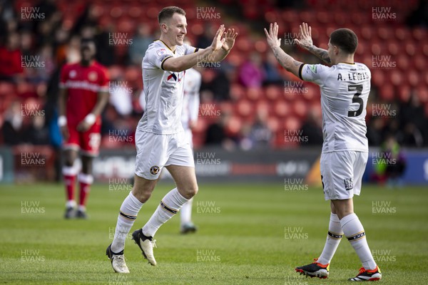 100224 - Walsall v Newport County - Sky Bet League 2 - Bryn Morris of Newport County celebrates scoring his sides first goal 